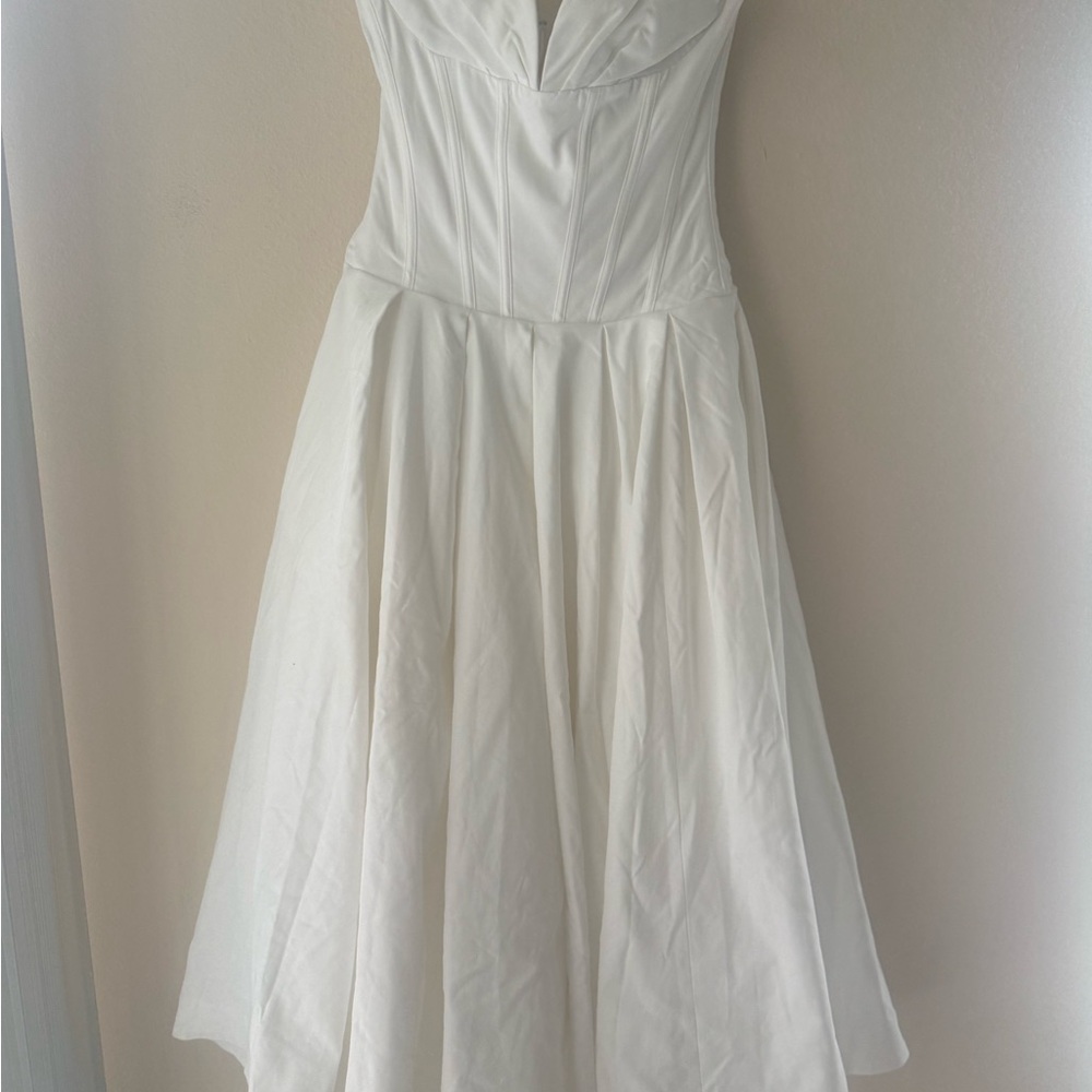 House of CB Lady White Strapless Midi Dress